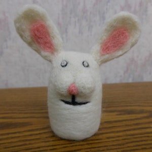 Needle Felted Rabbit White Comical Bunny Rabbit