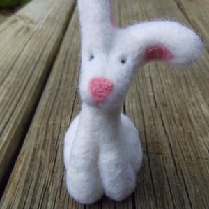 Wool Needle Felted White Bunny Rabbit