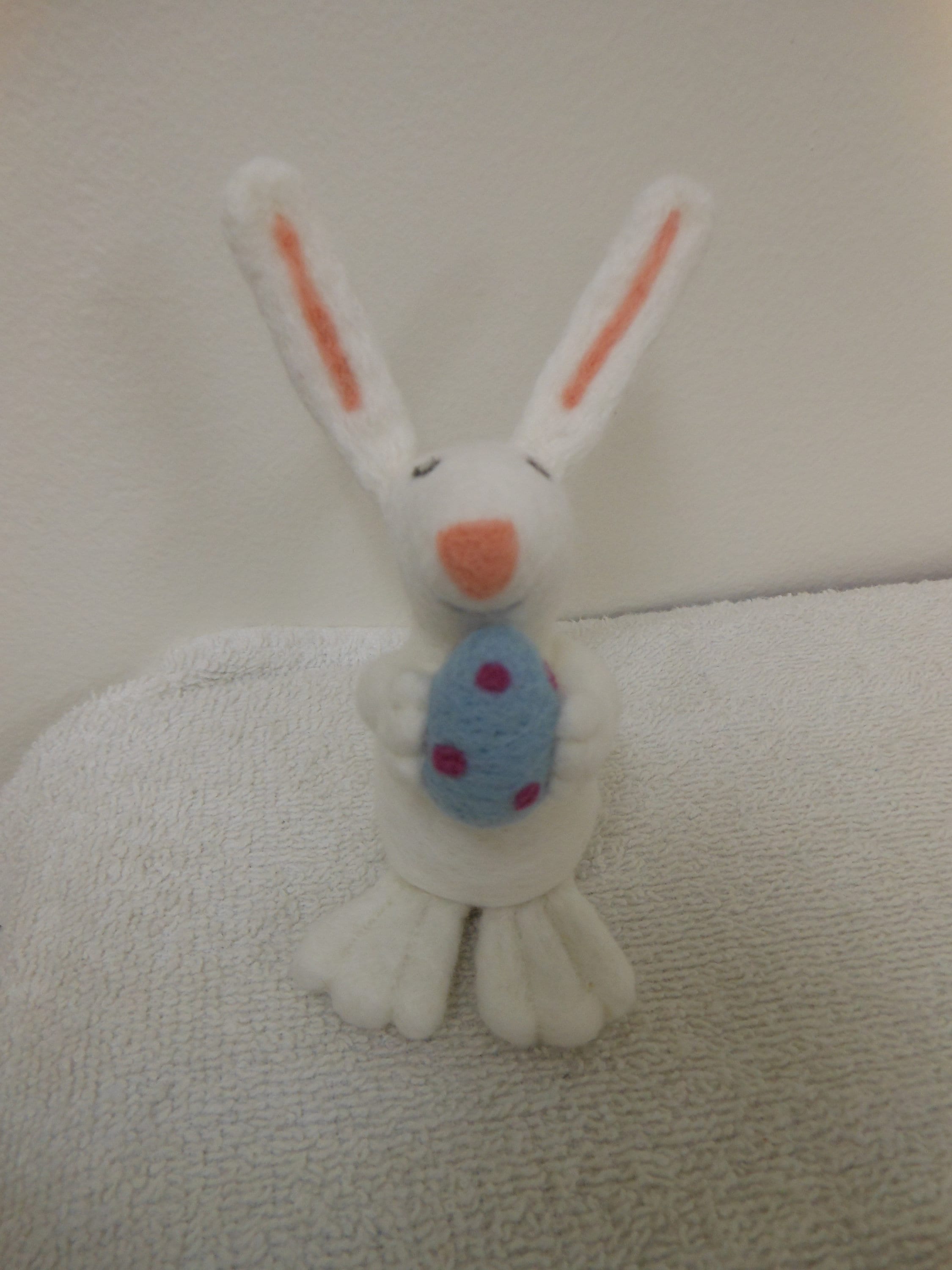Needle Felted Easter Bunny Holding an Easter Egg White Wool Rabbit - Etsy