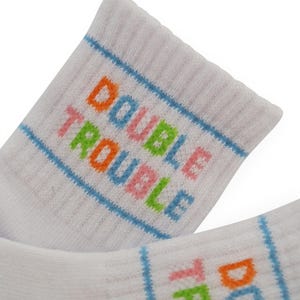 Regalo para hermanos | Calcetines de algodón para bebés y niños | Antideslizantes opcionales | DOBLE PROBLEMA | Pippa y Piet (1 par) imagen 3