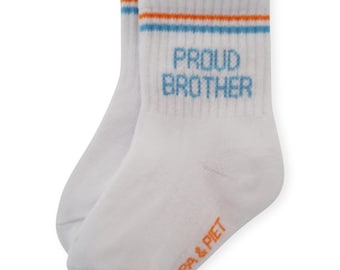 Calcetines PROUD BROTHER para bebés, niños pequeños y niños: calcetines de algodón elegantes y de alta calidad. Regalo perfecto para hermanos (1 par)