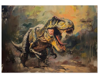 カラフルなTRex恐竜プリント。ティラノサウルス・レックスのポート
