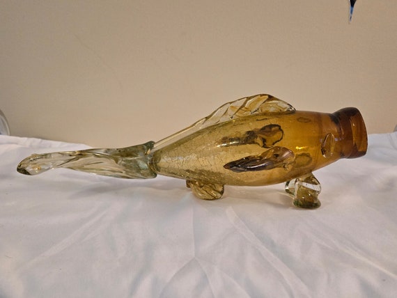 Empoli Italy Art Glass Amber Fish Ashtray,Vase, o… - image 2