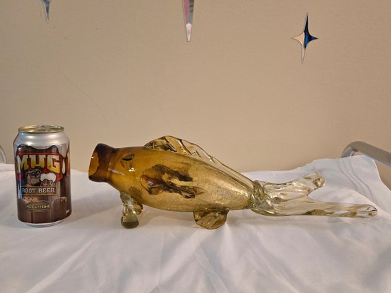 Empoli Italy Art Glass Amber Fish Ashtray,Vase, o… - image 8