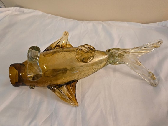Empoli Italy Art Glass Amber Fish Ashtray,Vase, o… - image 6