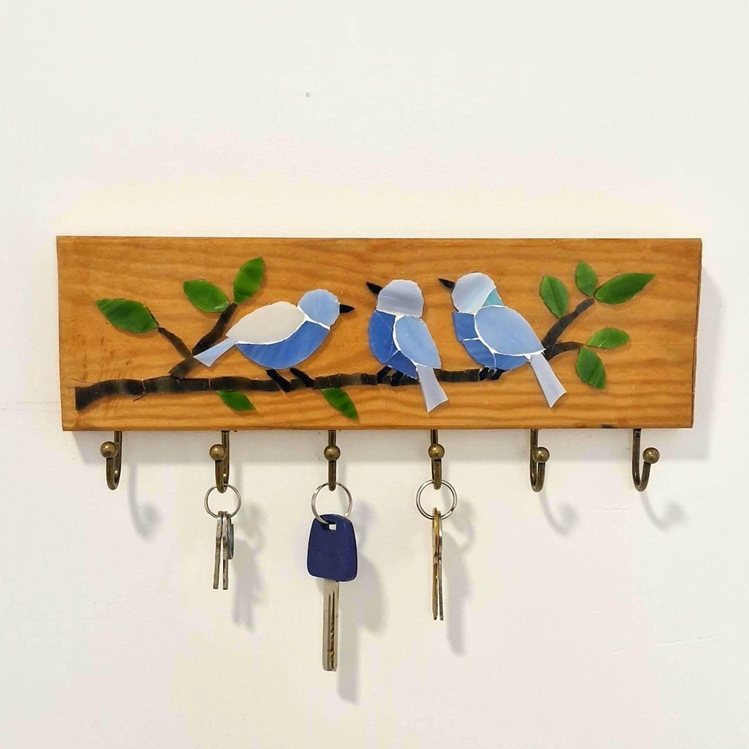 Key Holder for Wall Unique - Cute Key Rack - Birds Rustic Wall Decor ...