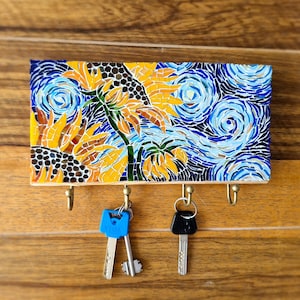 Wall Key Holder Sunflower Key Organizer Wall Hook Key Rack Mosaic Decor ...