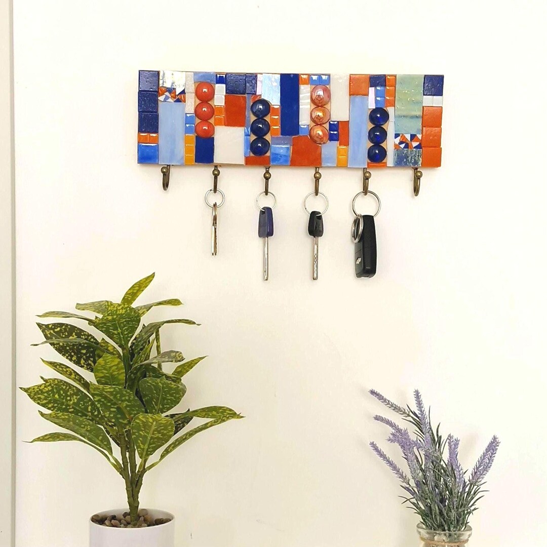 Key Holder for Wall – Unique Key Rack – Mosaic Entryway Organizer ...