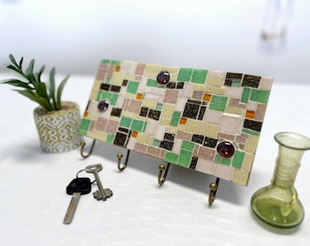 Einzigartige Wand Schlüsselhalter - Schlüsselbrett mit modernem Design - Schlüsselhaken - Neues Zuhause Geschenk - Geometrische Mosaik Kunst - Eingangsbereich
