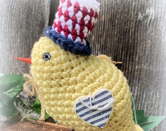 Crochet Patriotic Birdie, Pattern, Instant Download PDF, Crochet, Fourth of July, Americana, Independence Day, Patriotic Decor, Ornament