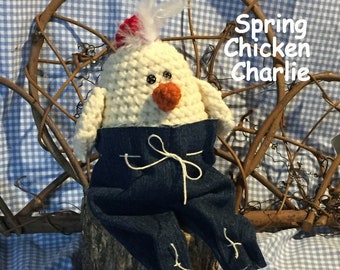 Crochet Spring Chicken Charlie Pattern, Crochet Pattern, PDF, Instant Digital Download, Spring Crochet, Easter, Chicken, Mixed Media