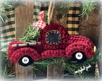 Crochet Red Christmas Truck Ornament Pattern, Instant Download PDF, Crochet Pattern, Christmas, Crochet Decoration, Crochet Ornament