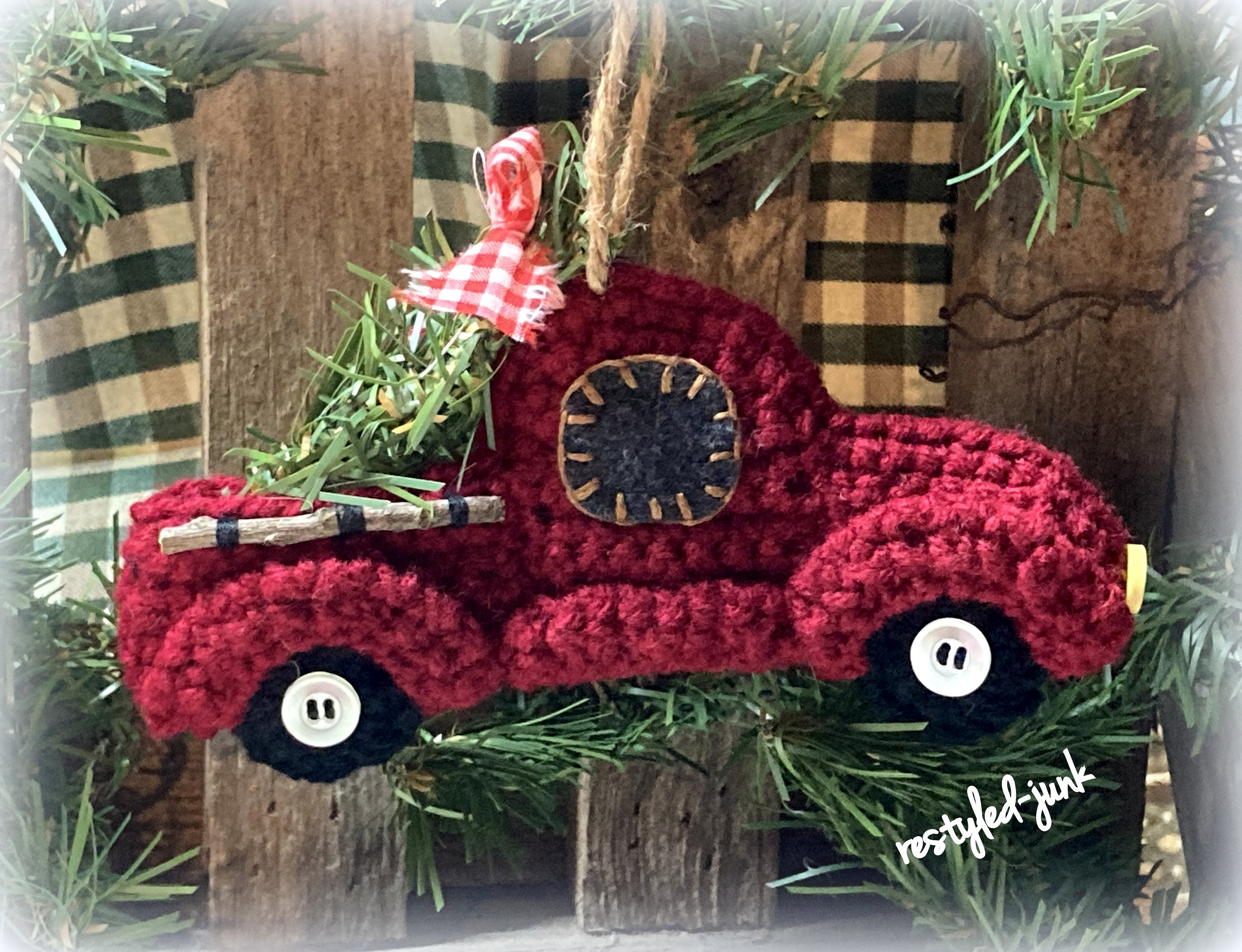 Crochet Red Christmas Truck Ornament Pattern Instant Download Etsy