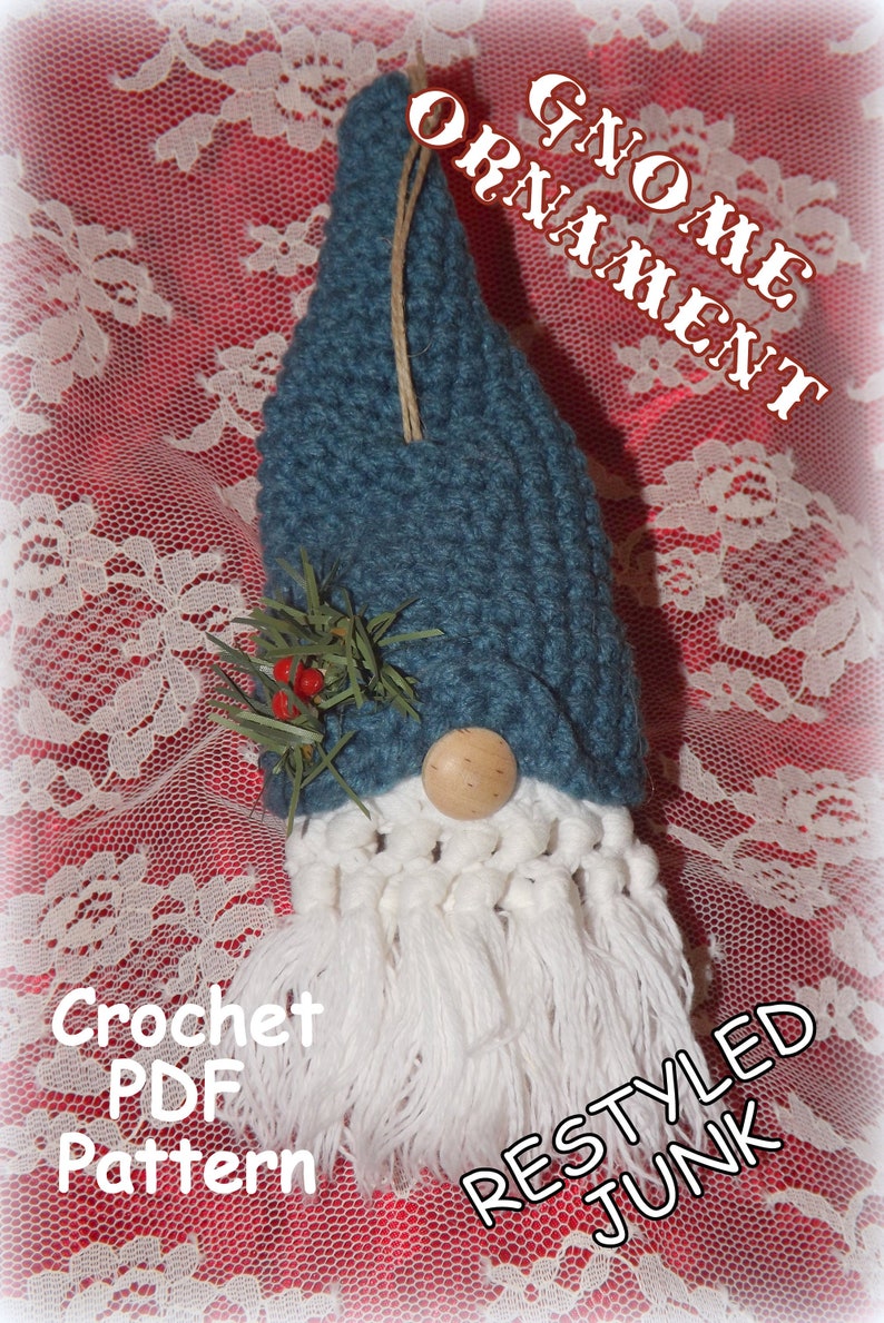 Crochet Gnome Ornament Pattern, Instant Download PDF, Crochet Pattern, Christmas, Crochet Decoration image 1