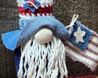 Crochet Uncle Sam Gnome Ornament, Pattern, Instant Download PDF, Crochet, Fourth of July, Americana, Independence Day, Patriotic Decor