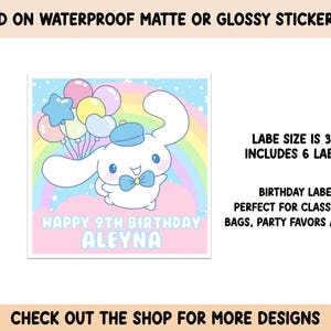 Square Happy Birthday Labels Personalized Stickers Birthday Labels Stickers Party Favors Customized School Treat Bags Thank You Goodie Bags