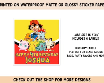 Square Happy Birthday Labels Personalized Stickers Birthday Labels Stickers Party Favors Customized School Treat Bags Thank You Goodie Bags