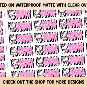 Zebra Kawaii Cat Waterproof Clear overlay School supplies Back to school labels Name labels Preschool labels Customized Labels
