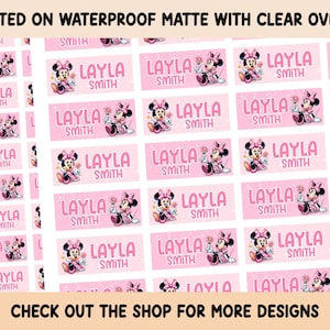 School Labels Waterproof Clear overlay School supplies Back to school labels Name labels Preschool labels Customized Labels Mouse Girl