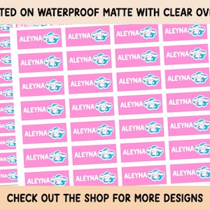 Kawaii Sticker Waterproof Clear overlay School supplies Back to school labels Name labels Preschool labels Customized Label Cinnamon
