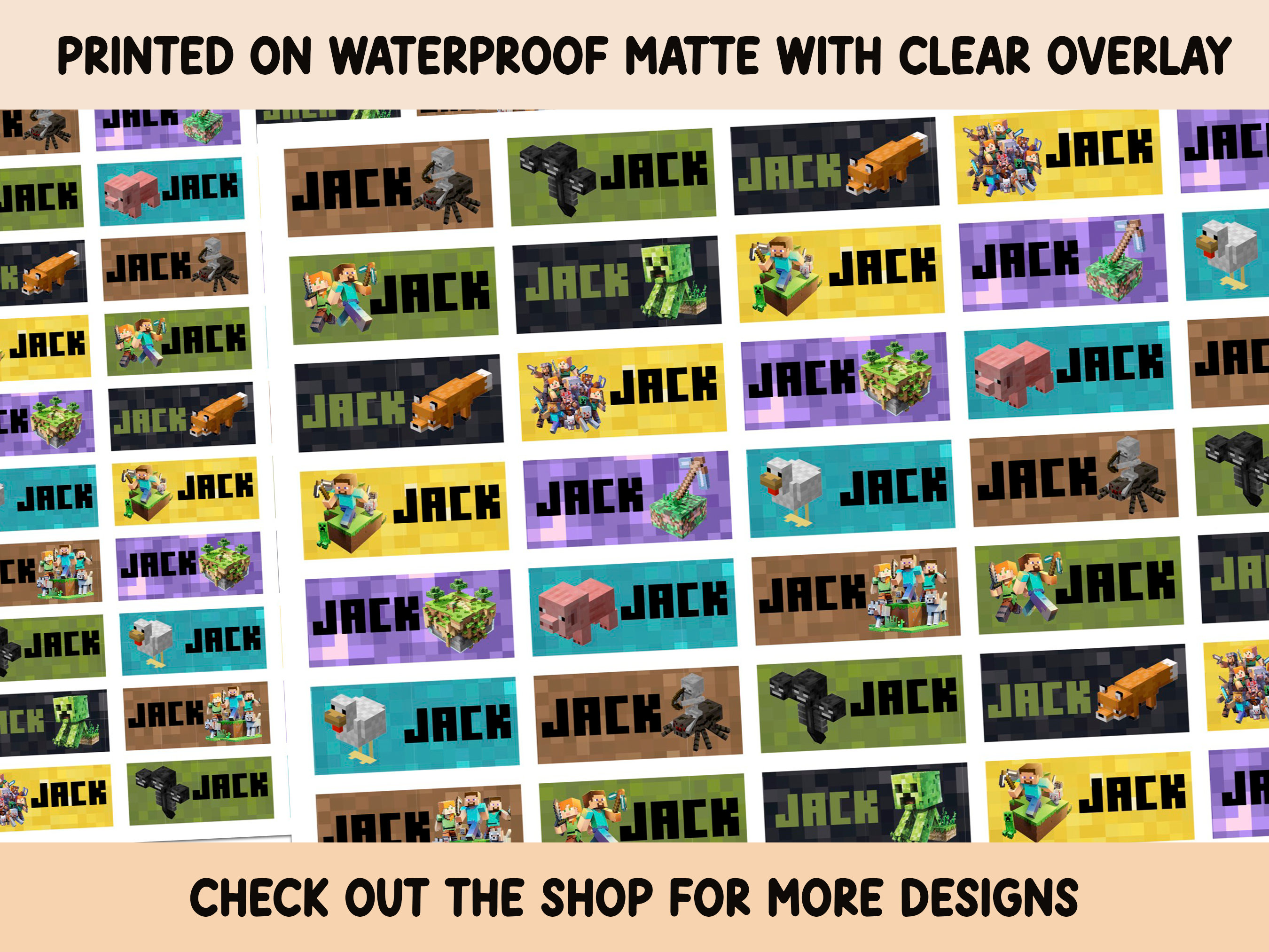 School label Sticker Waterproof Clear overlay School supplies Back to school labels Name labels Preschool labels Customized Labels Gaming
