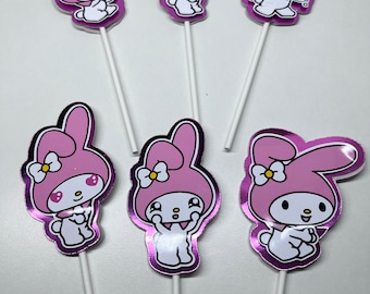 Lindo Melody Kawaii Kitty Cupcake Toppers, Kitty Cupcake Toppers, Fiesta Kawaii, Cumpleaños de fiesta de melodía, Artículos de fiesta, Cumpleaños de niños