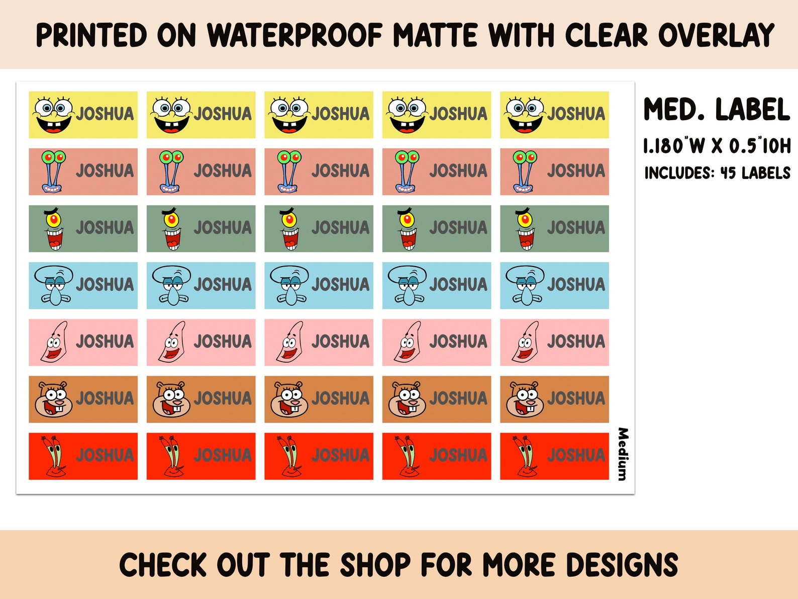 Sponge Faces All Sticker Waterproof Clear Overlay School Supplies Back ...