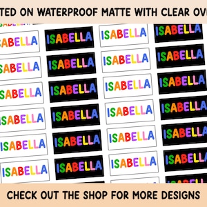 Rainbow Name Stickers Waterproof Clear overlay School supplies, Back to school labels, Name labels, Preschool labels, Customized Labels,