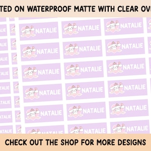 Kawaii Sticker Waterproof Clear overlay School supplies Back to school labels Name labels Preschool labels Customized Label Cinnamon