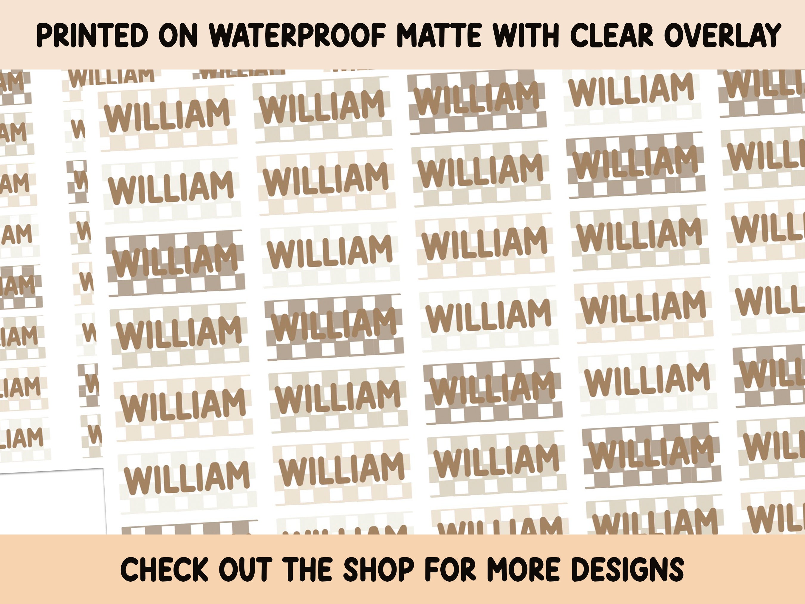 Checker Neutral Stickers Waterproof Clear Overlay School Supplies, Back ...
