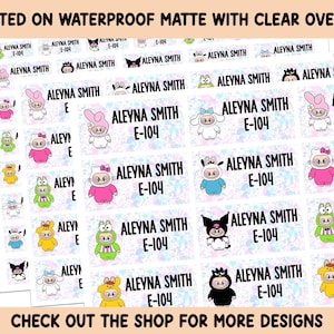 School label Sticker Waterproof Clear overlay supplies Back to school Name labels Preschool labels Customized Labels Monster Kawaii