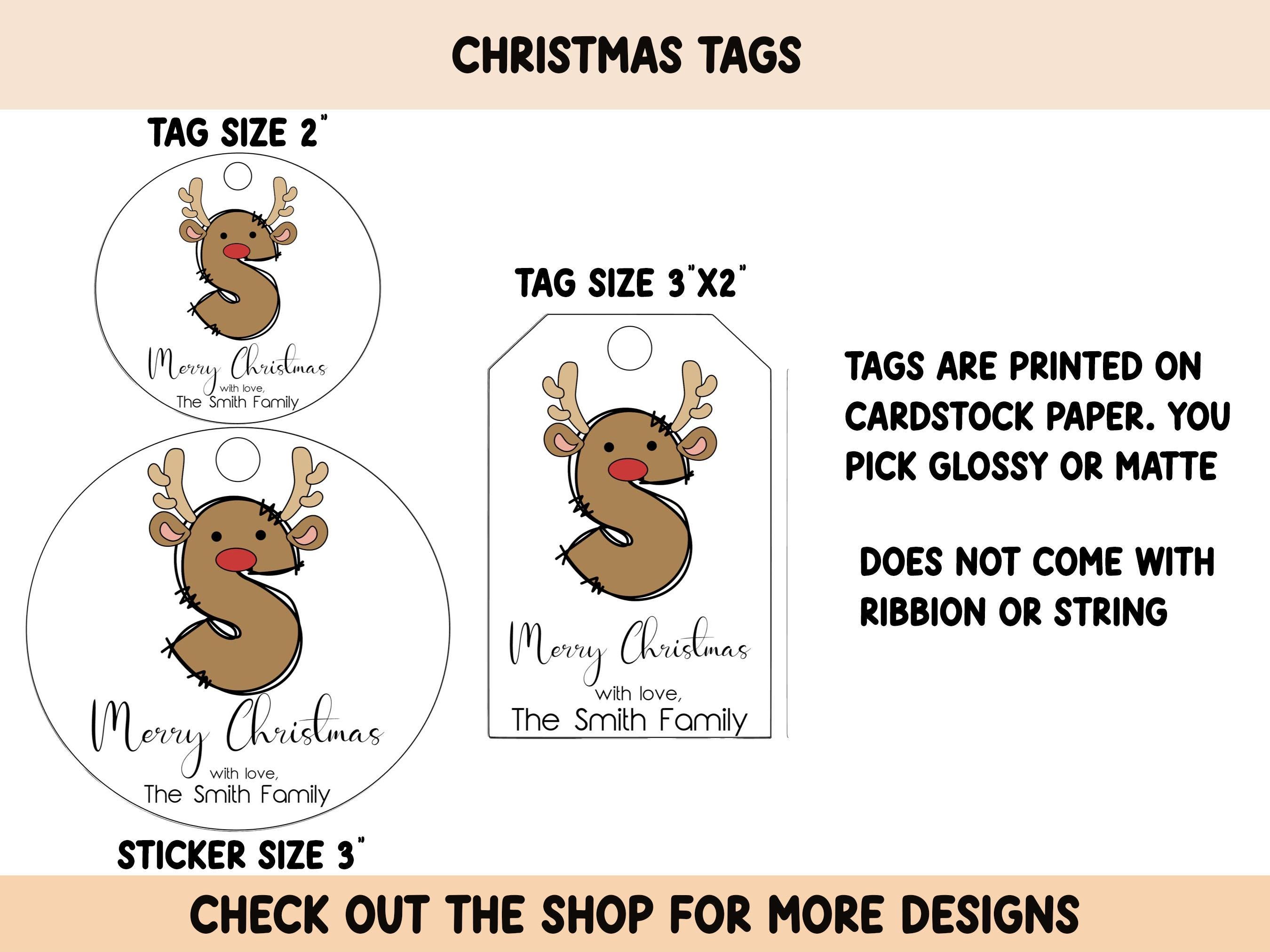 PRINTED Rudolph Reindeer Gift Tags Sticker Label Personalized Christmas ...