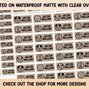 Mouse and Friends Mickey Waterproof Clear overlay School supplies Back to school labels Name labels Preschool labels Customized Labels