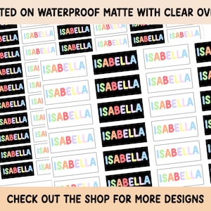Light Rainbow Name Stickers Waterproof Clear overlay School supplies Back to school labels, Name labels, Preschool labels, Customized Labels