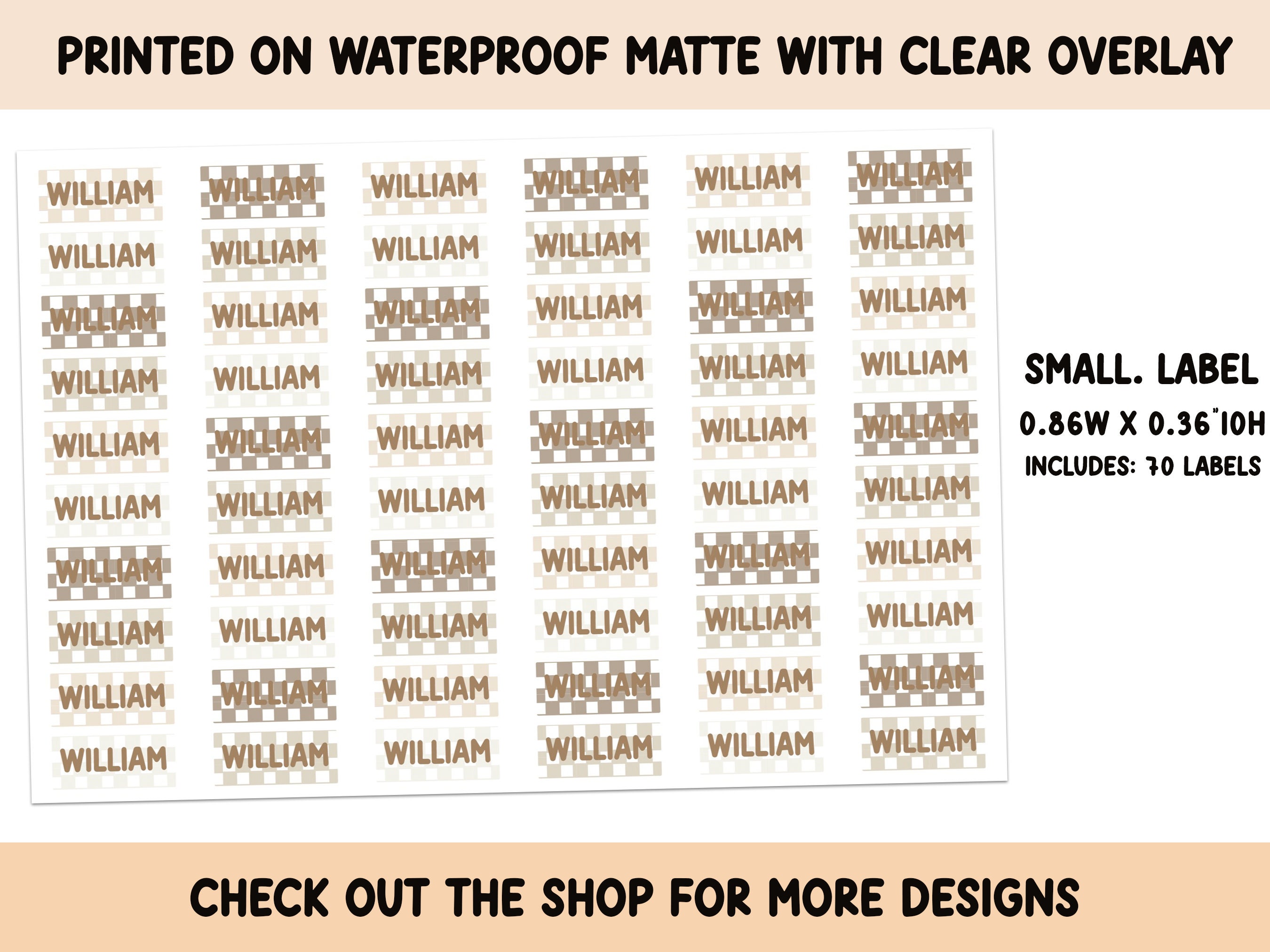 Checker Neutral Stickers Waterproof Clear Overlay School Supplies, Back ...