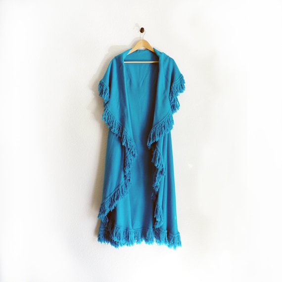 VINTAGE FRINGE WRAP Woven Boho Fringe Duster