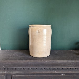 Antique Stoneware Pot Crock, Rustic Artisan Hand Thrown, Large Farmhouse Crock, 9&quot; x 7&quot;