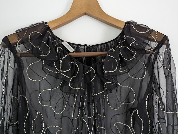 Vintage 90s sheer lace blouse, Long sleeve floral pattern