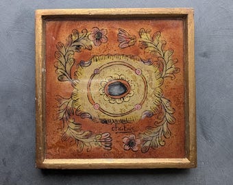 Reverse Painted Picture, Vintage Signed Chabuca Robert M Weiss