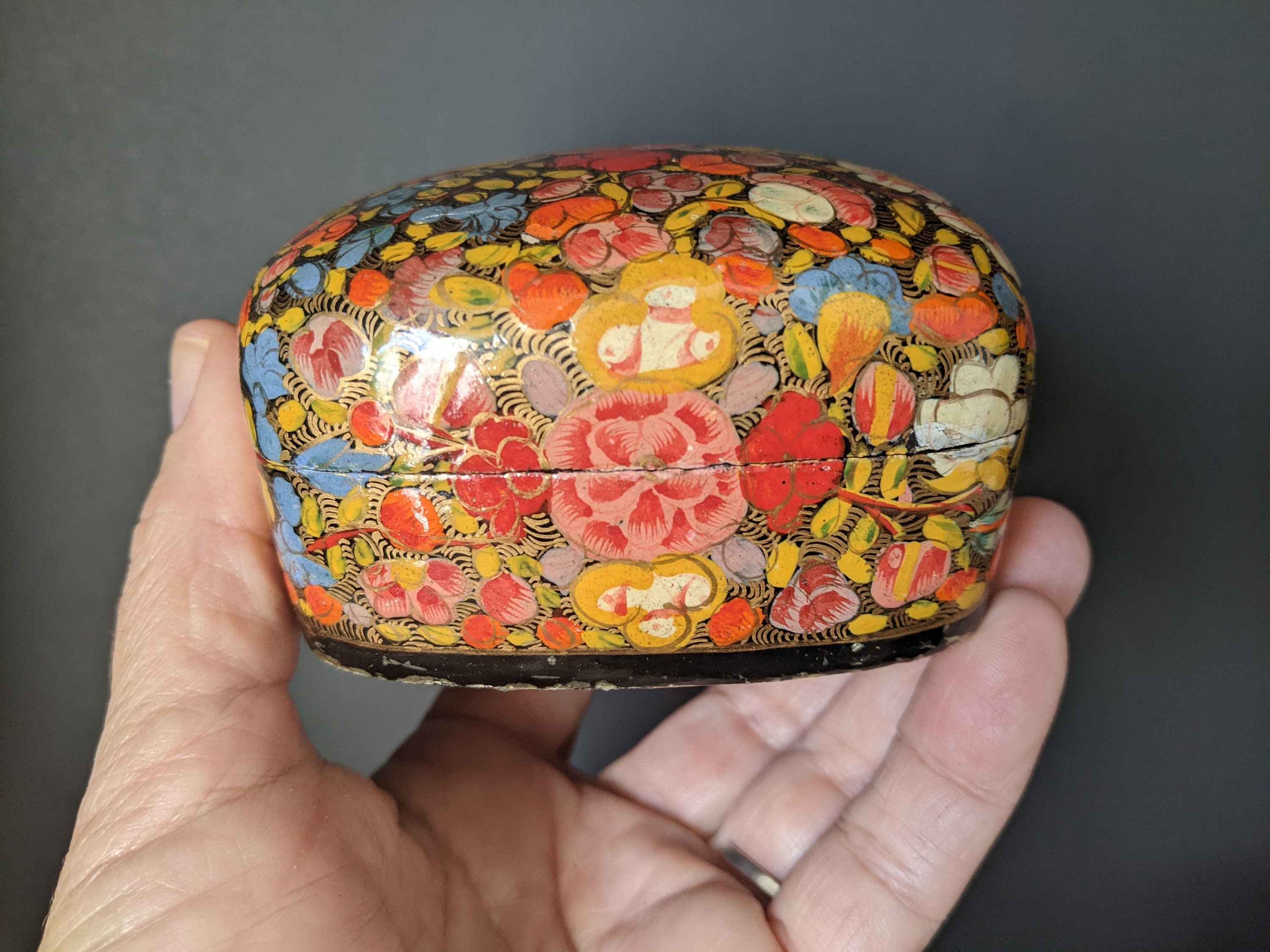 KASHMIR FLORAL BOX Vintage Papier Mache Trinket Box - Etsy