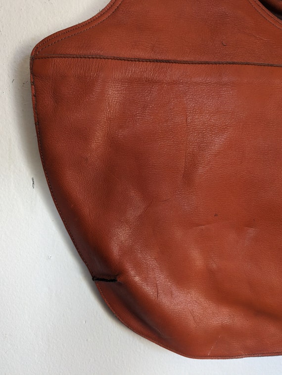 1970s OVERSIZE HANDBAG, Vintage Burnt Orange Leat… - image 7