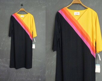 Vintage Colorblock Dress Graphic Chic Pullover Unworn with Tags XL