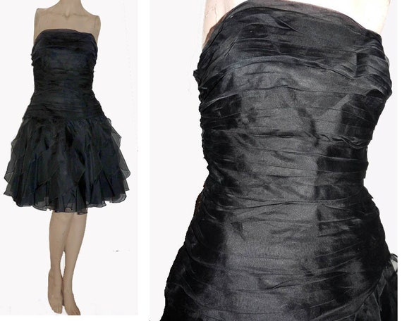 VINTAGE LBD DRESS Lillie Rubin Black Strapless  D… - image 1