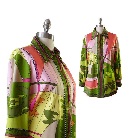 VINTAGE AREMIS SHIRT Psychedelic Novelty Print Blo