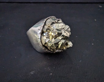 PYRITE STERLING RING, Vintage Rebecca Collins Jewelry