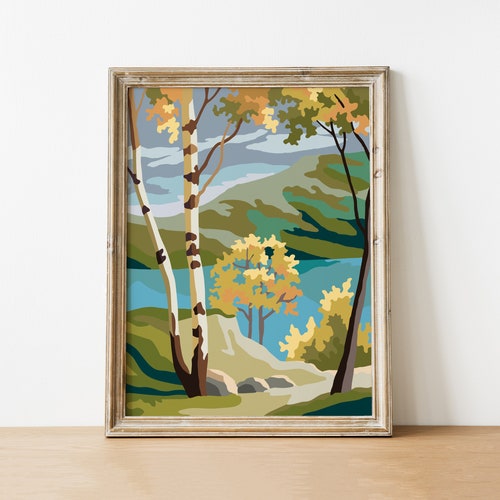 DOWNLOAD Paint by Number Finished PBN Landscape Lake Etsy