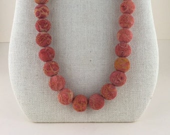 Sponge Coral Necklace, 16mm beads, 14K Gold-filled Clasp