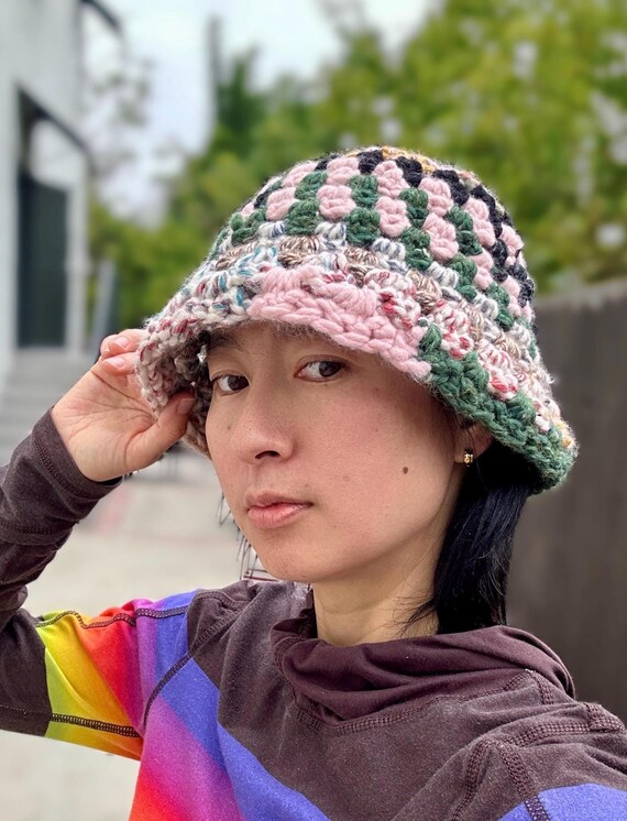 Crochet Mult-Color Bucket Hat | Handmade Crochet Knit Bucket Hat: Multi Color – Unlikely Professionals main image 4