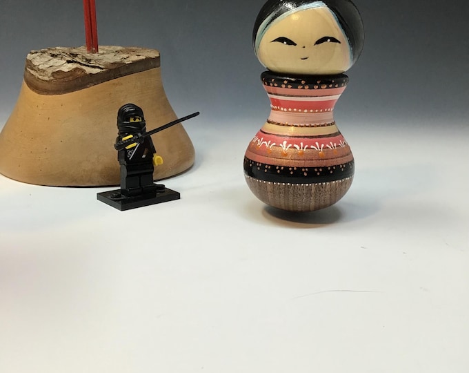 walnut Kokeshi ornament