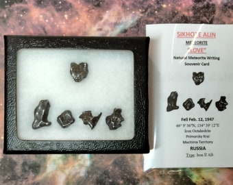 Sale METEORITE LOVE Beyond Rare Natural Meteorite Writing LOVE Display with Matching Souvenir Card Gift Set Sale